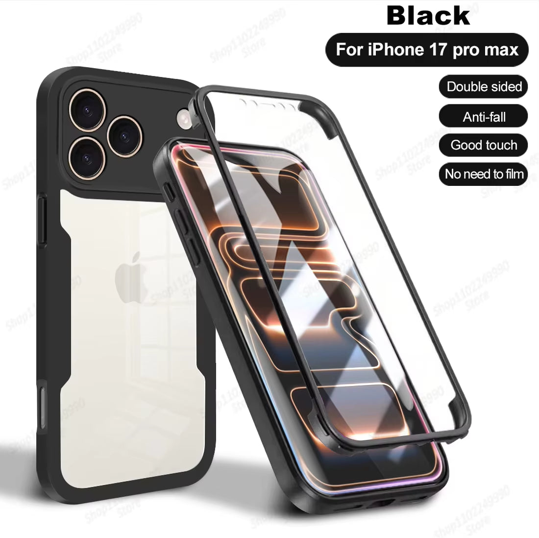 360 Full Cover Case for Iphone 17 Pro Max Air Capa for Iphone 16 Pro Max 14 15 plus 16E 13 12 Mini Screen Protection Phone Cover