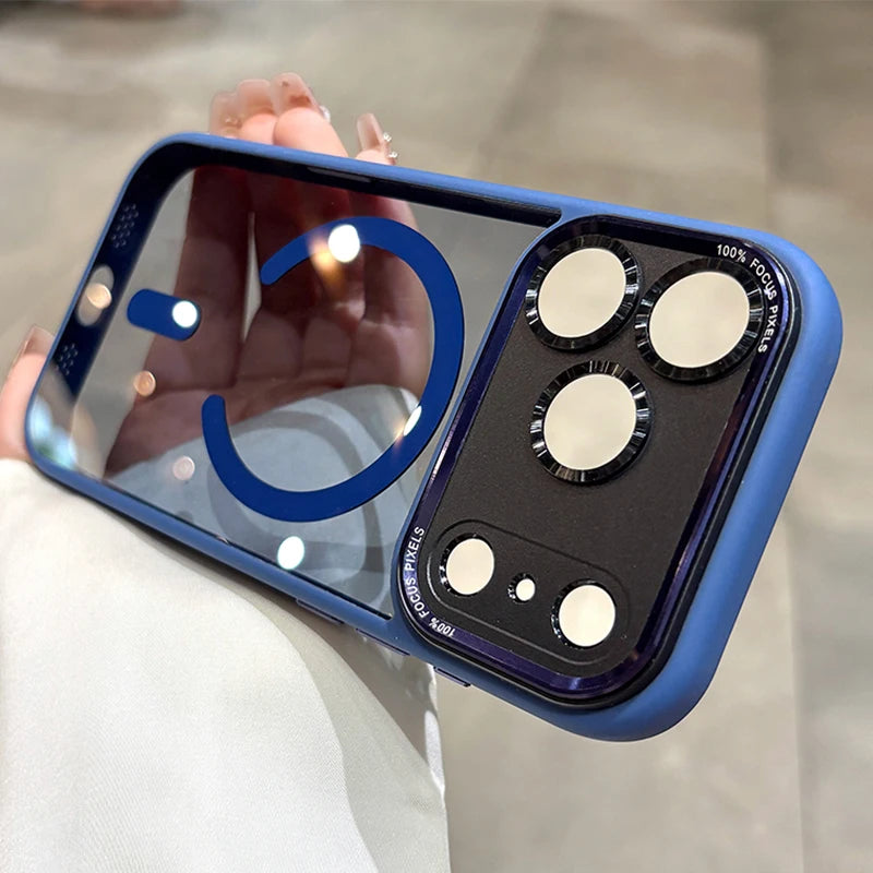 Luxury Magnetic Metal Bumper Protection Case for Iphone 17 Air 16 15 14 13 12 11 Pro Max plus Magsafe Wireless Charge Hard Cover