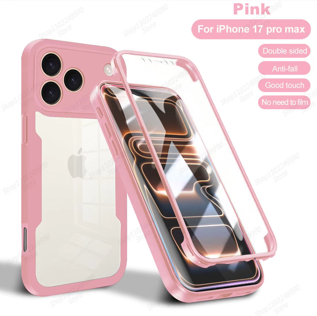 360 Full Cover Case for Iphone 17 Pro Max Air Capa for Iphone 16 Pro Max 14 15 plus 16E 13 12 Mini Screen Protection Phone Cover