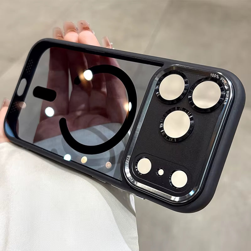 Luxury Magnetic Metal Bumper Protection Case for Iphone 17 Air 16 15 14 13 12 11 Pro Max plus Magsafe Wireless Charge Hard Cover