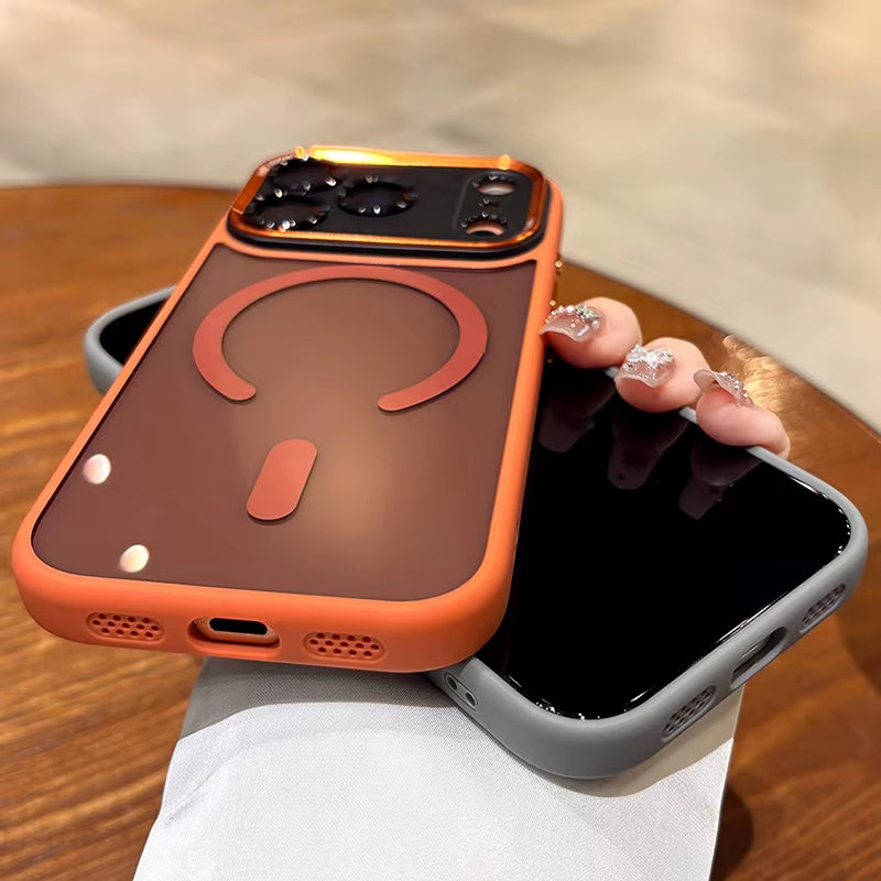 Luxury Magnetic Metal Bumper Protection Case for Iphone 17 Air 16 15 14 13 12 11 Pro Max plus Magsafe Wireless Charge Hard Cover