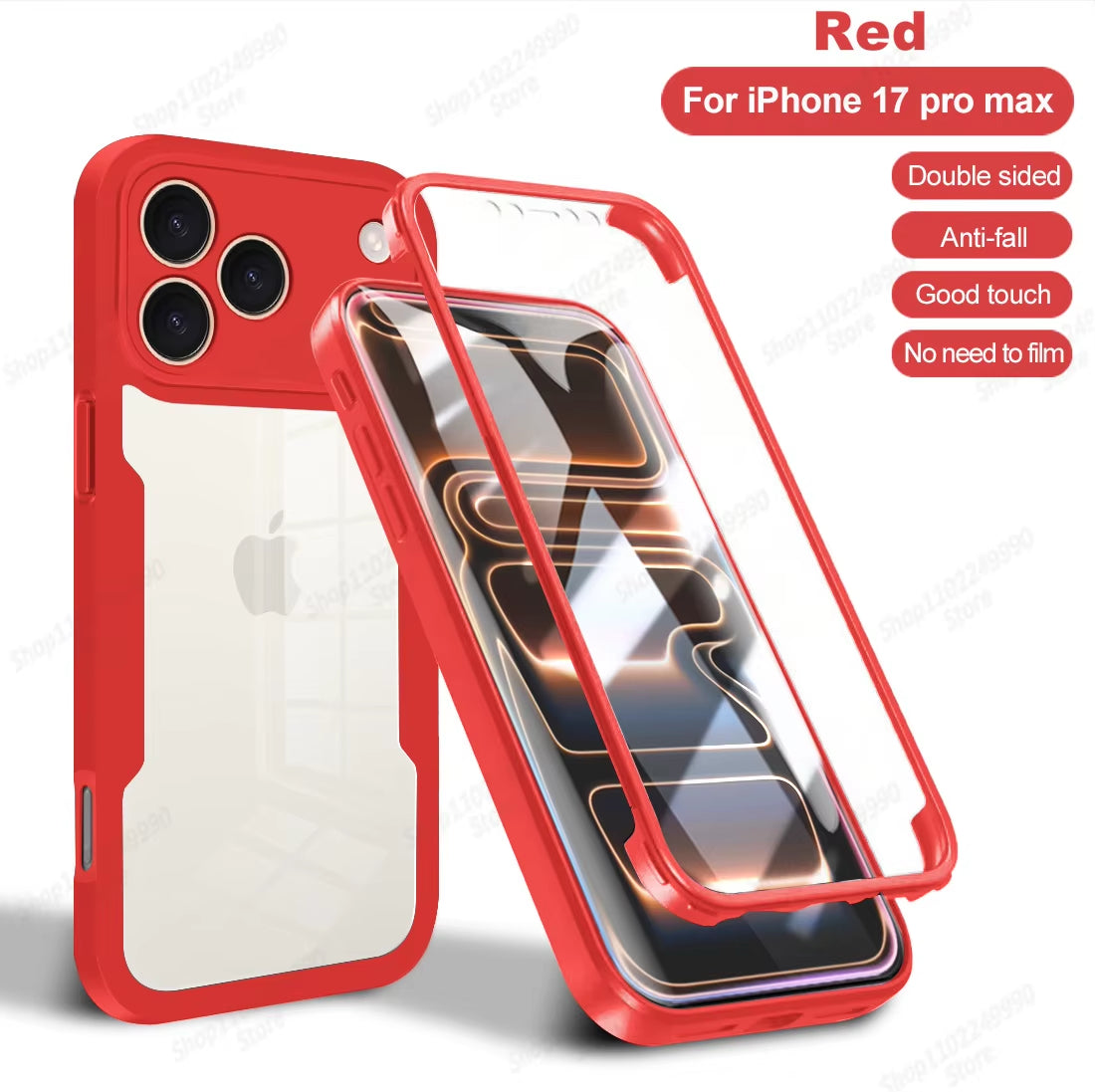 360 Full Cover Case for Iphone 17 Pro Max Air Capa for Iphone 16 Pro Max 14 15 plus 16E 13 12 Mini Screen Protection Phone Cover