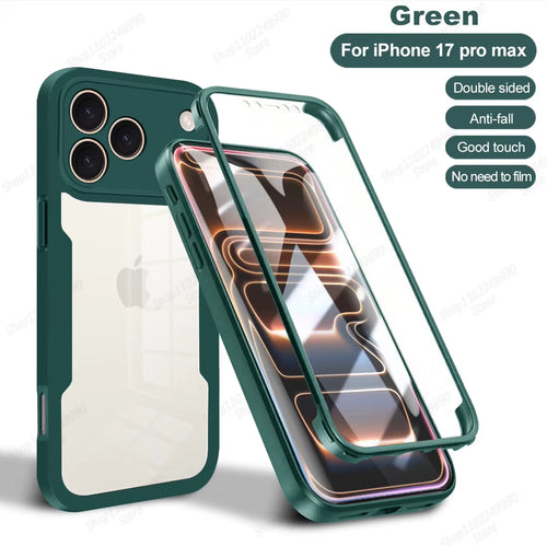 360 Full Cover Case for Iphone 17 Pro Max Air Capa for Iphone 16 Pro Max 14 15 plus 16E 13 12 Mini Screen Protection Phone Cover